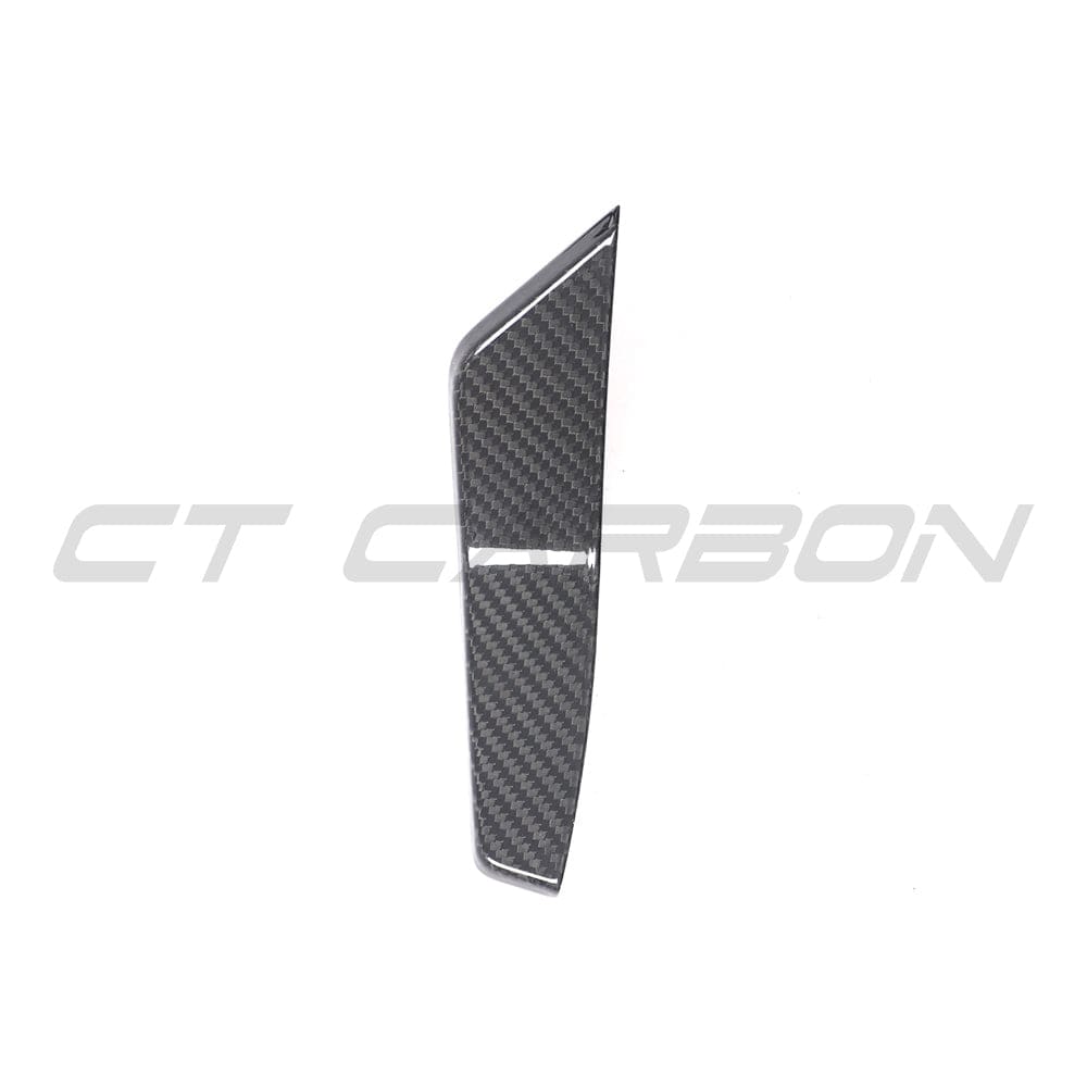 Carbon fibre canards for AUDI RS6 and RS7 C8 Avant models by CT Carbon, shown on a sleek car exterior.