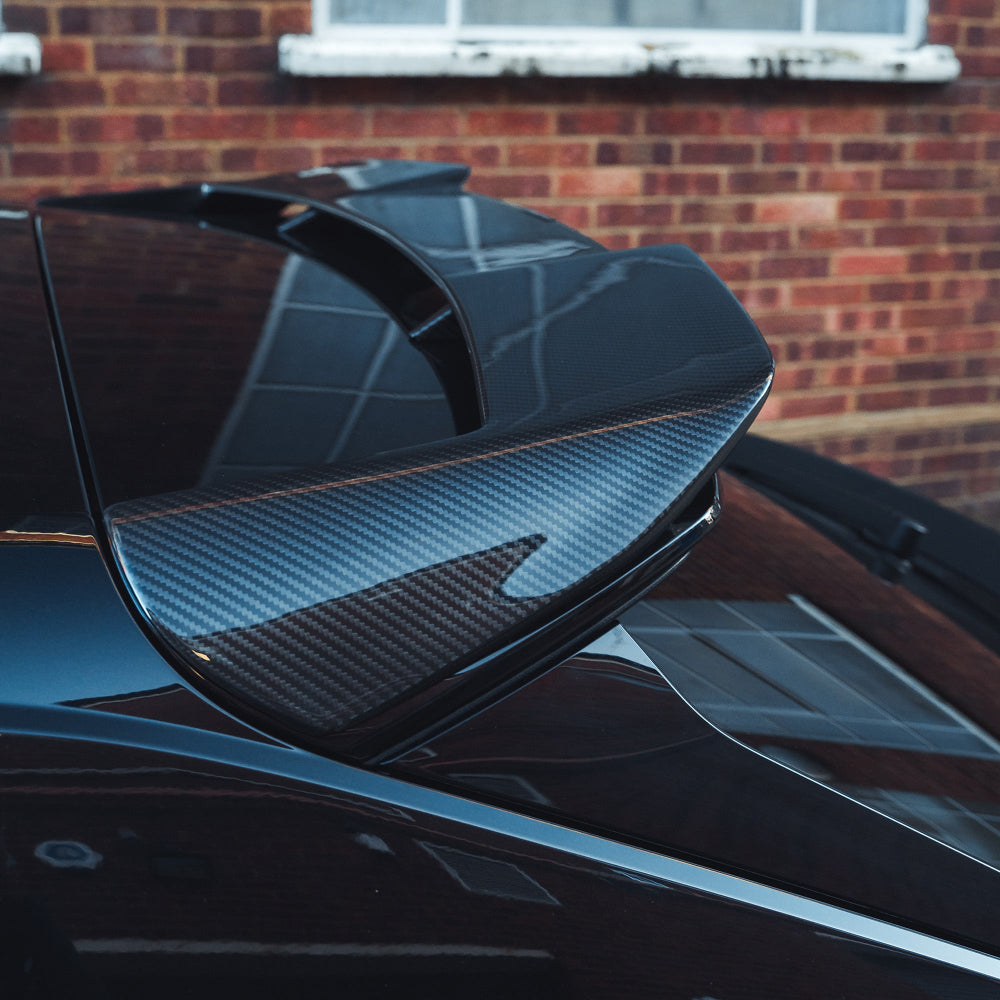 Carbon fibre roof spoiler for Audi RSQ8 2020+ by CT Design, showing the sleek, aerodynamic design on the vehicle roof.