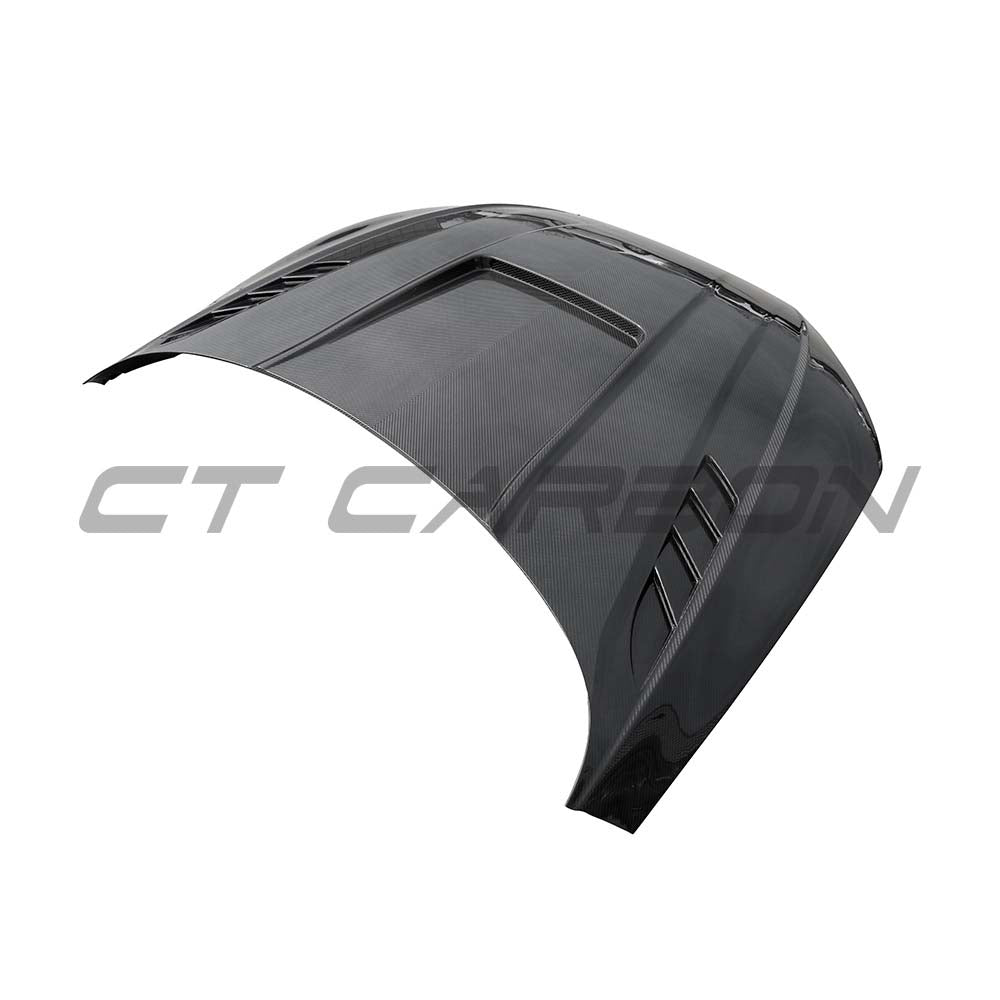 Audi RS6 C8 2019+ CT Design full carbon fiber kit hood and exterior parts, showcasing sleek, lightweight carbon fiber finish.