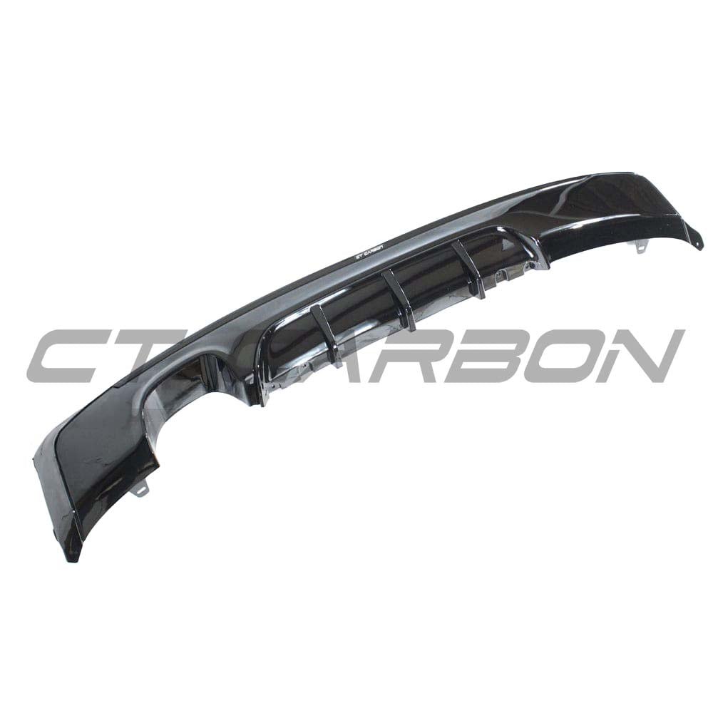 BMW 2 Series F22/F23 diffuser with gloss black finish and twin exhaust cutouts, by CT Carbon.