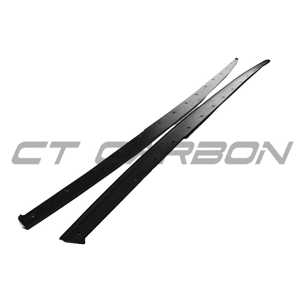BMW 3 Series F30/F31 GLOSS BLACK side skirts by CT Carbon, V2 style, installed on the vehicle with a sleek, glossy finish.