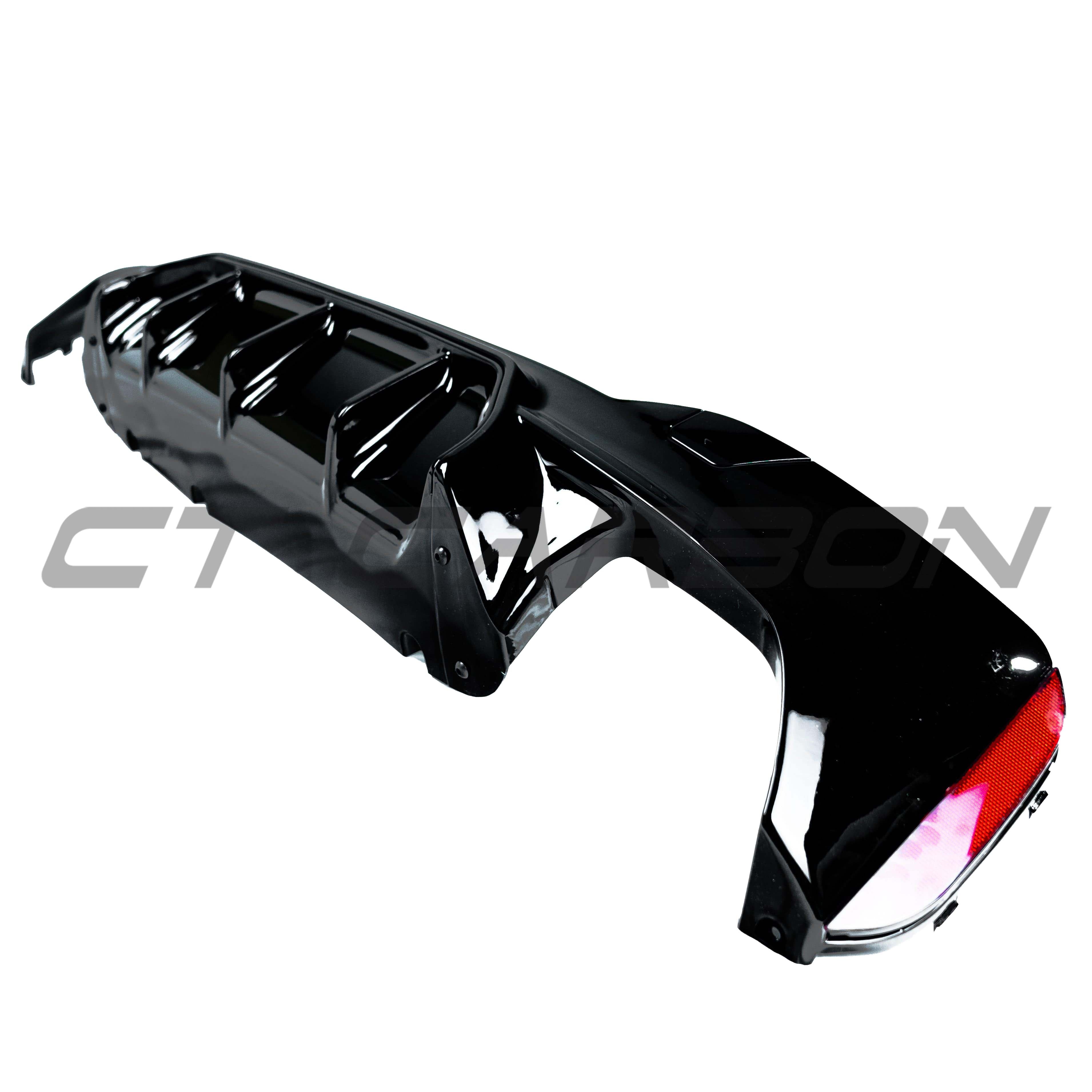 BMW 5 Series G30 LCI 2021+ CT Carbon gloss black kit with M-style accents on full exterior parts.