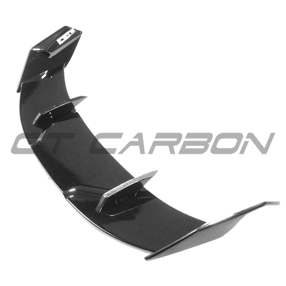 BMW F40 and F70 1 Series 2019+ CT Carbon gloss black spoiler, V1 style, shown on the vehicle's rear with sleek design.