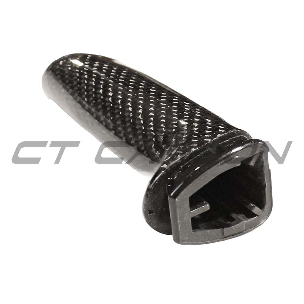 BMW Fxx carbon fibre hand brake lever accessory by CT Carbon, featuring a sleek, lightweight design with textured carbon fiber surface.