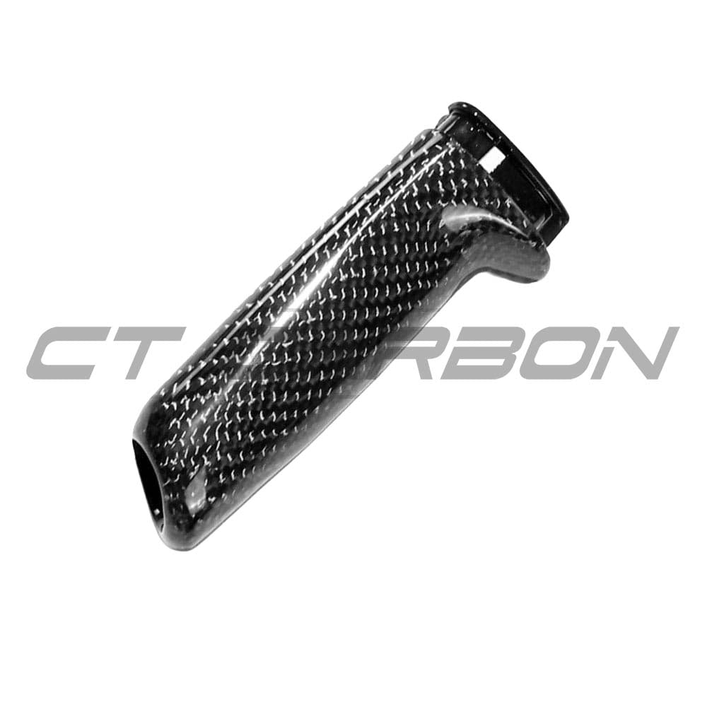 BMW Fxx carbon fiber hand brake lever accessory by CT Carbon, showing sleek black carbon fiber finish and ergonomic design.