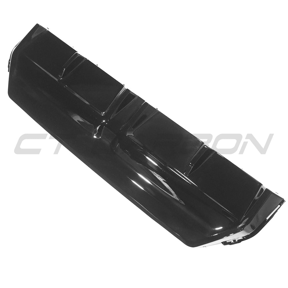 BMW G42 2 Series 2022+ CT Carbon gloss black diffuser, V2 style, showcasing sleek aerodynamic design for sporty appearance.