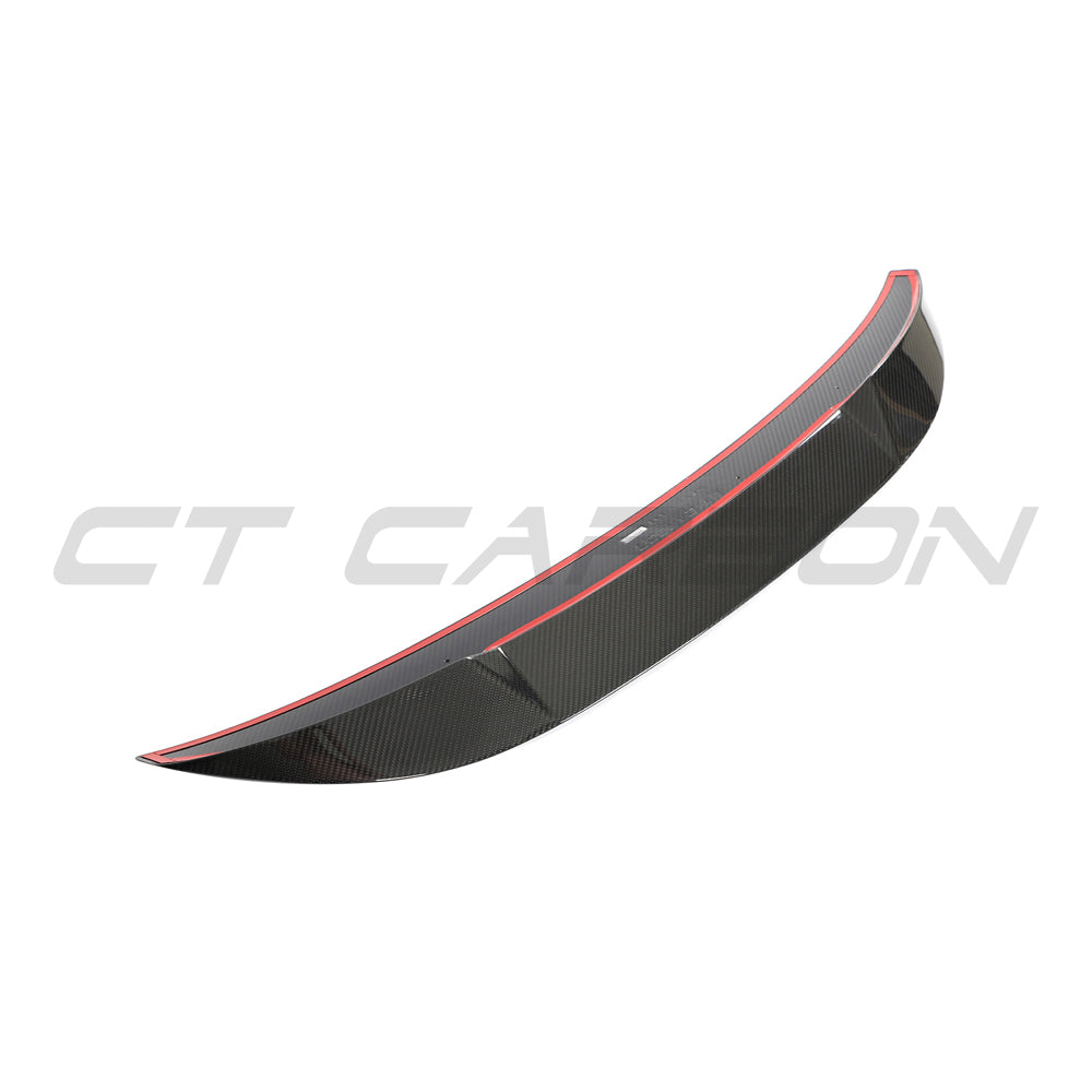 BMW G80 M3 and G20 3 Series carbon fiber spoiler by CT Carbon, showcasing sleek aerodynamic design and high-quality craftsmanship.
