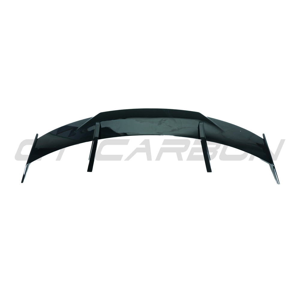 BMW G80 M3 and G82 M4 CT Carbon gloss black V1 wing spoiler, sporty high-performance car accessory.