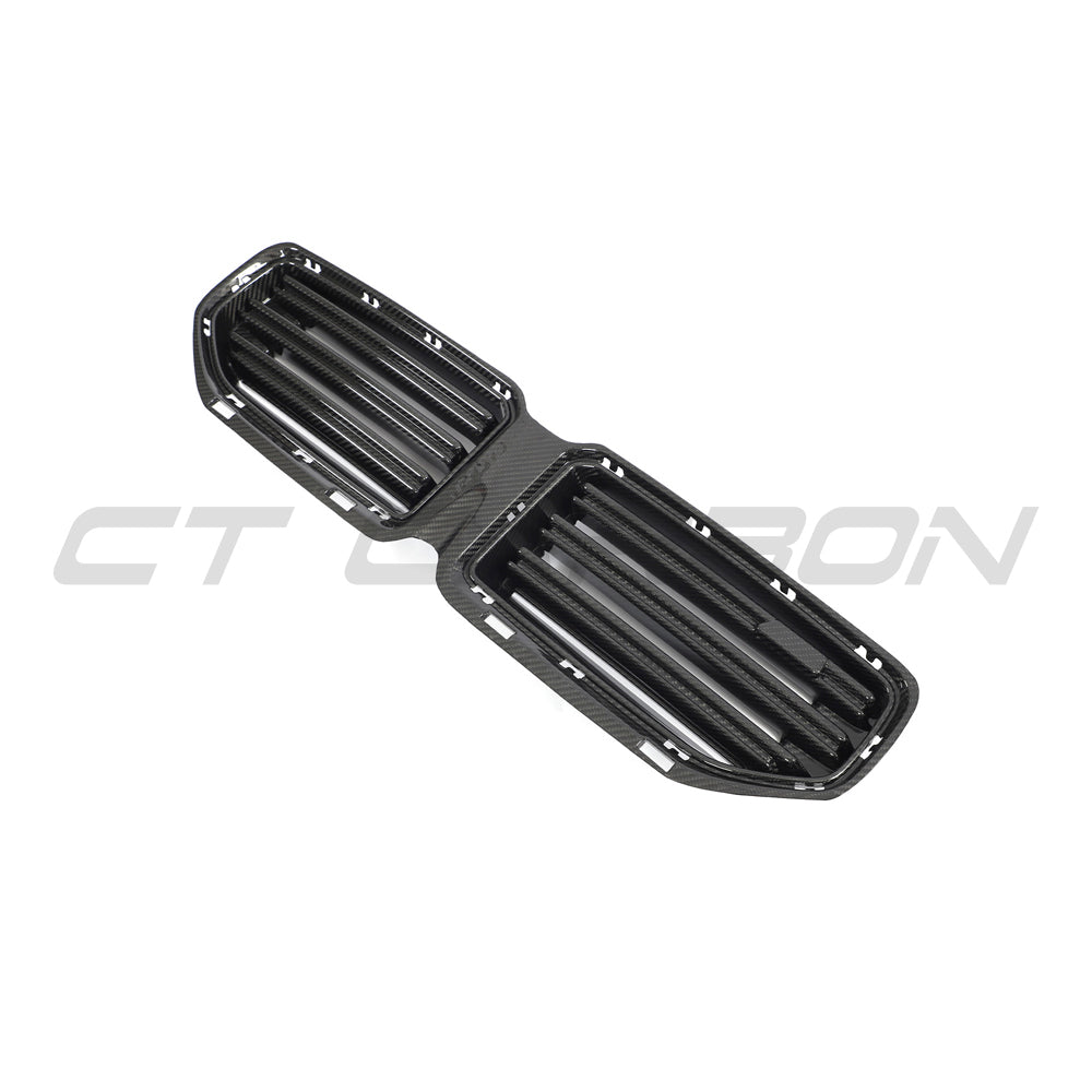 BMW G87 M2 carbon fibre front grille by CT Design, showing the sleek, lightweight carbon fibre grille with detailed mesh pattern.