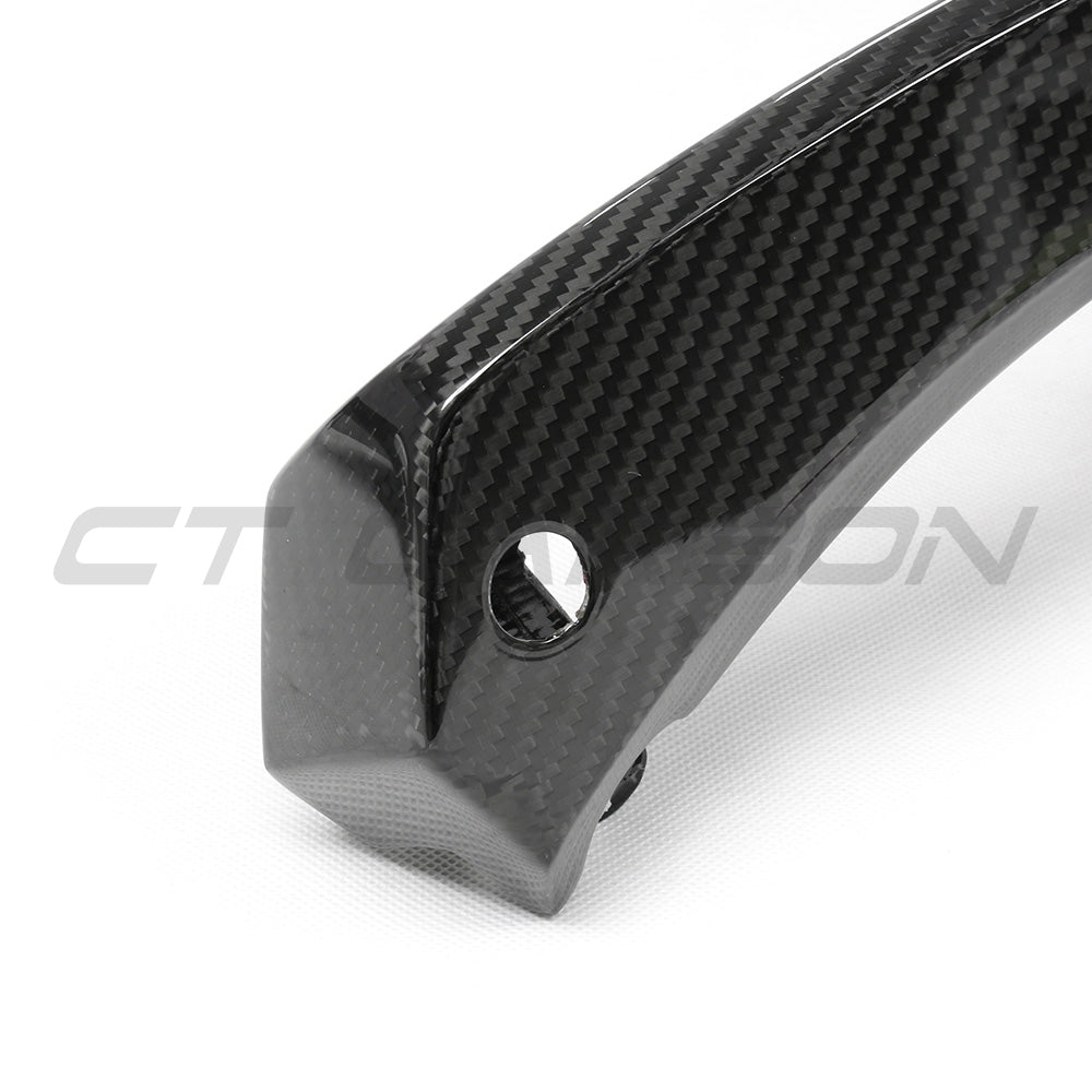 BMW G87 M2 carbon fibre splitter by CT Carbon, V3 version, showcasing the sleek aerodynamic design and lightweight material.