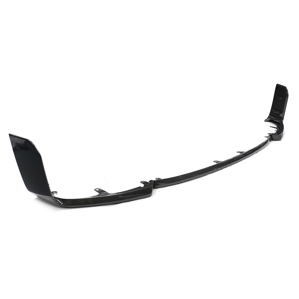 BMW G87 M2 carbon fibre splitter V3 by CT Carbon, showcasing its sleek aerodynamic design and lightweight construction.