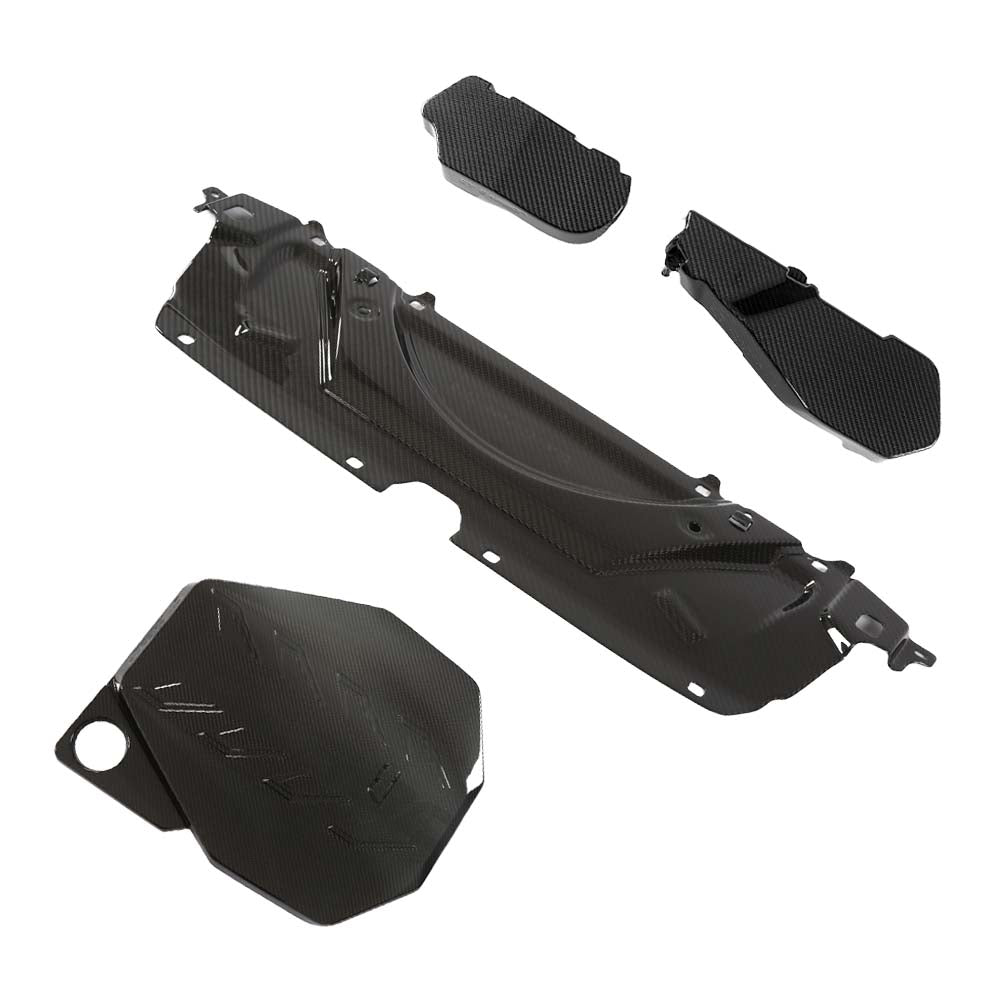 BMW G90 G99 M5 2024 carbon fibre engine bay cover kit by CT Carbon, showing sleek, lightweight carbon fibre panels.