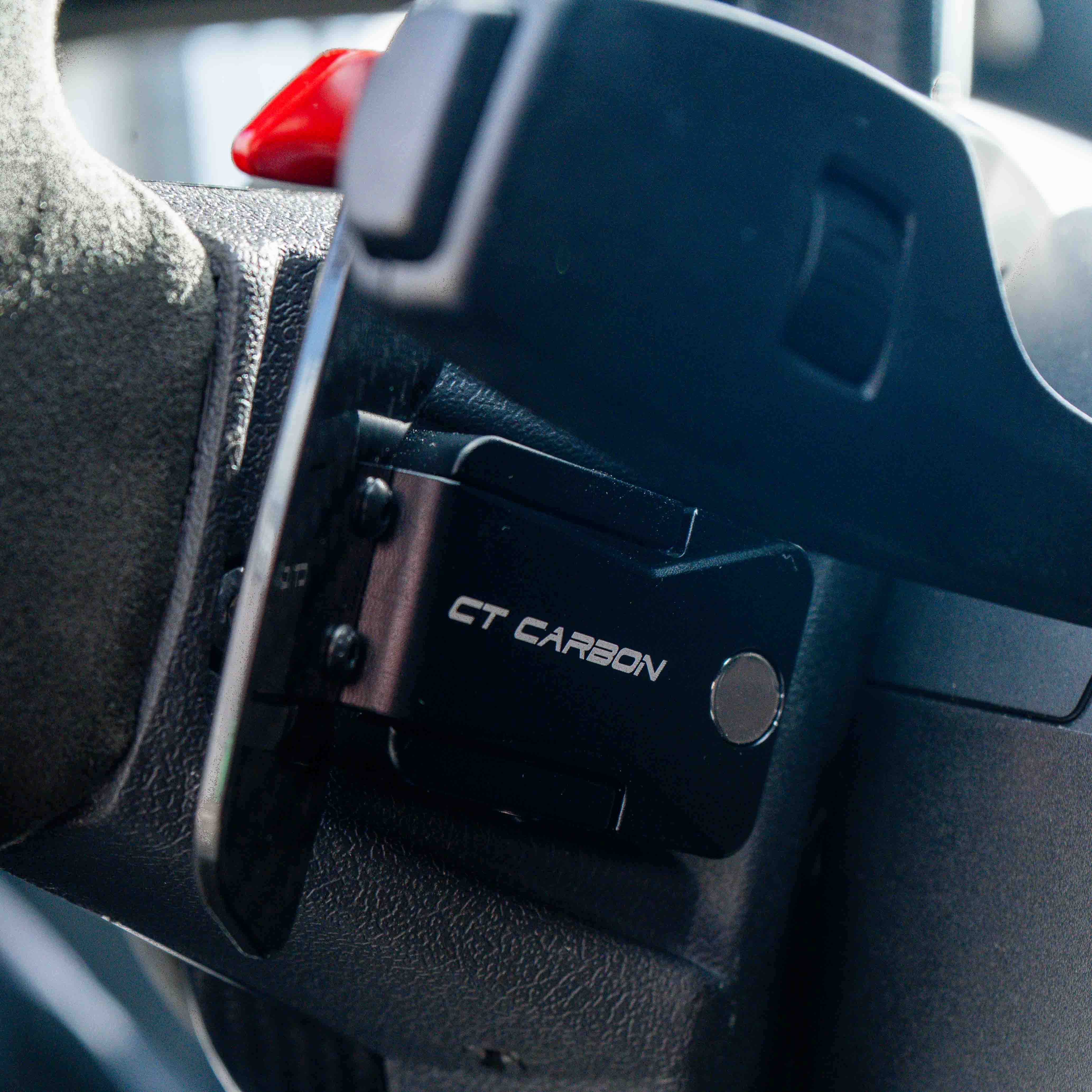 BMW Gxx carbon fibre magnetic shifter paddles by CT Carbon, close-up view showing sleek, lightweight automotive accessories.