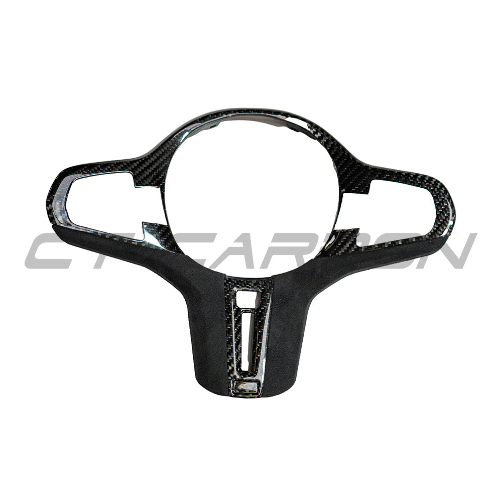 BMW Gxx M Series carbon fibre steering wheel trim with heating feature, designed for pre-LCI models, by CT Carbon.