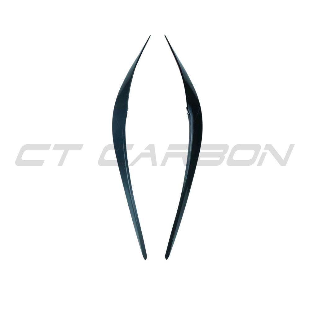BMW M2 F87 and F22 2 Series gloss black eyelid and eyebrow accessories by CT Carbon, shown on the vehicle.
