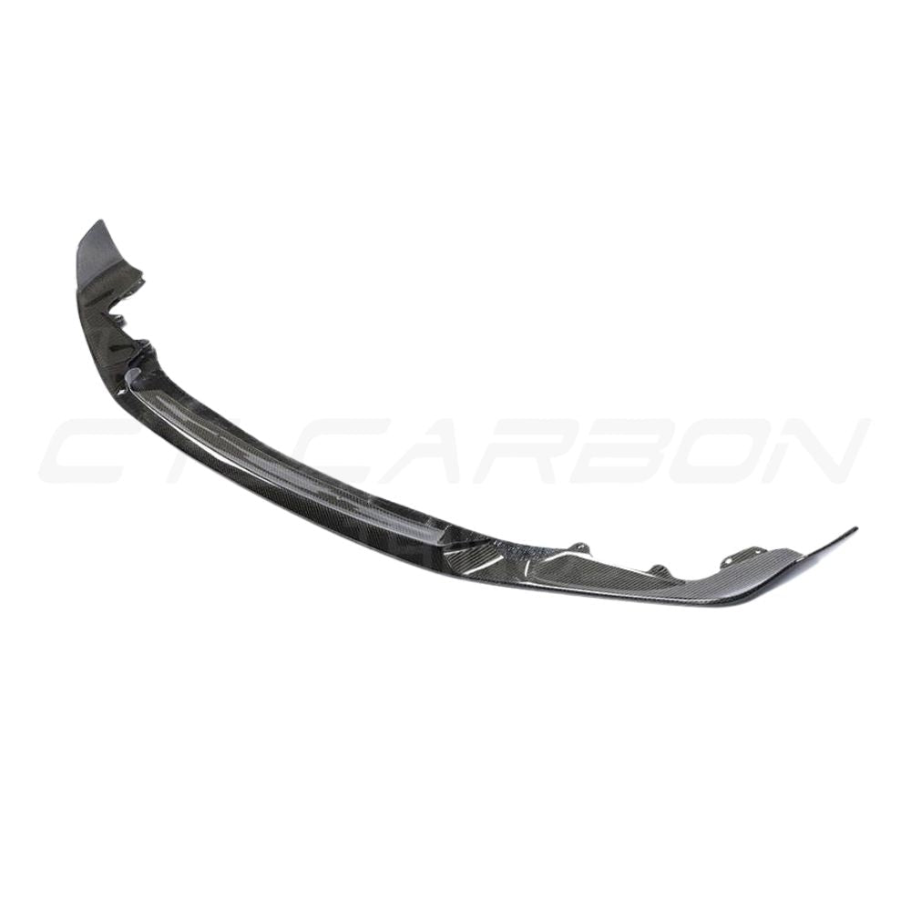 BMW M2 F87 N55 CT Carbon OG carbon fibre splitter, V4 style, showcasing lightweight aerodynamic design on the front bumper.