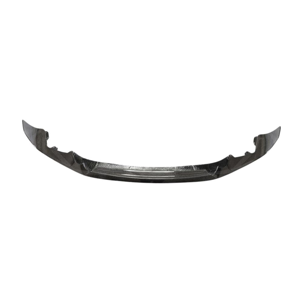 BMW M2 F87 N55 CT Carbon carbon fiber splitter, V4 style, with aerodynamic design and sleek finish, mounted on front bumper.