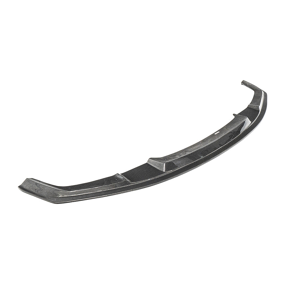 BMW M2 F87 N55 carbon fiber splitter by CT Carbon, V8 style, showcasing the sleek, lightweight aerodynamic enhancement.