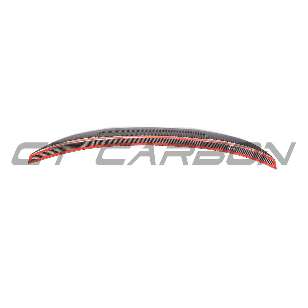 BMW M3 and 3 Series E92 carbon fiber spoiler by CT Carbon, showcasing the sleek V2 design with a glossy finish.