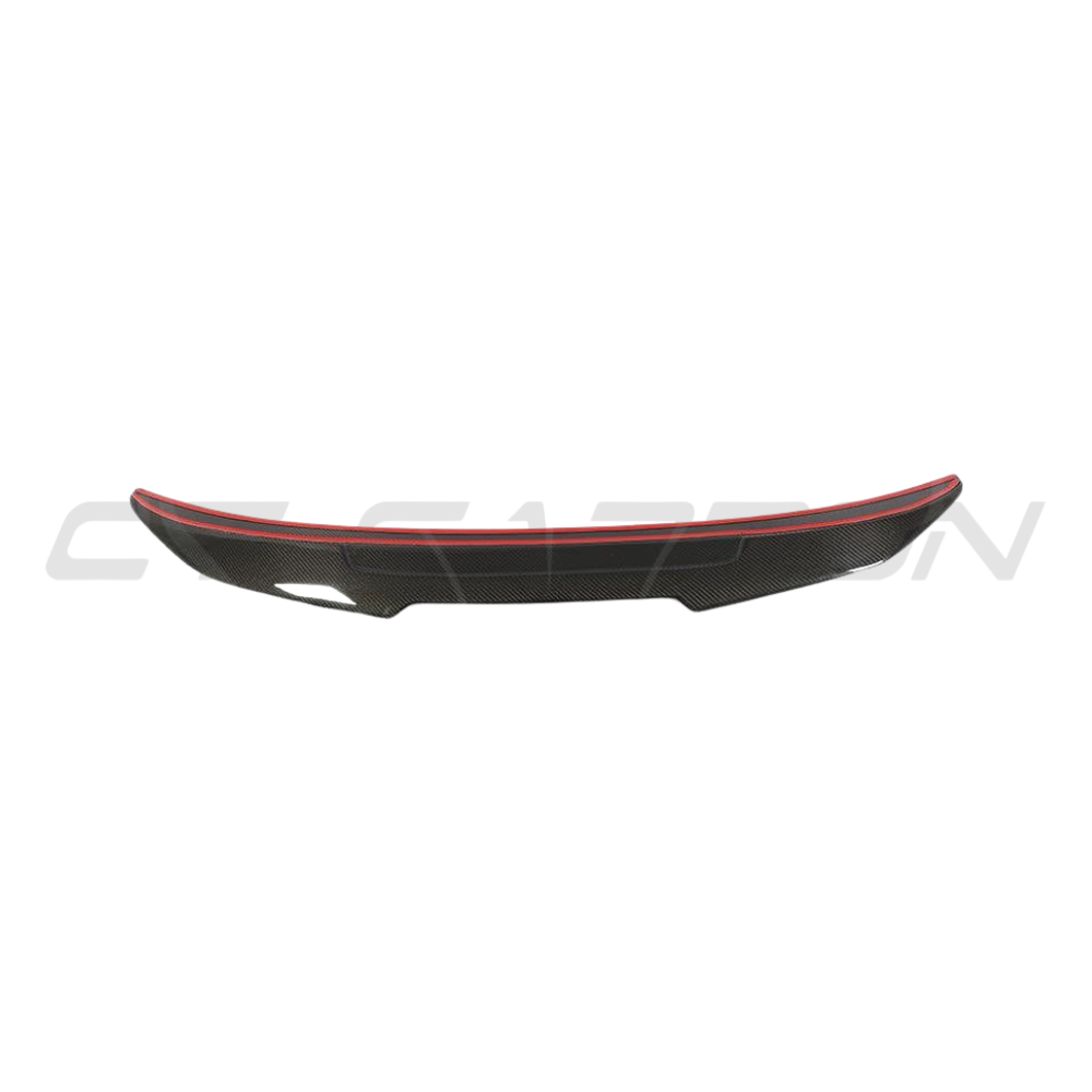 BMW F30 3 Series 2011-2019 carbon fiber kit by CT Carbon, featuring a sleek full carbon fiber spoiler and ducktail style design.
