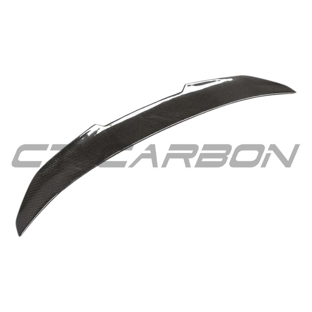 BMW M3 F80 F30 3 Series carbon fibre spoiler by CT Carbon, V3 ducktail style, showcasing sleek, lightweight aerodynamic design.