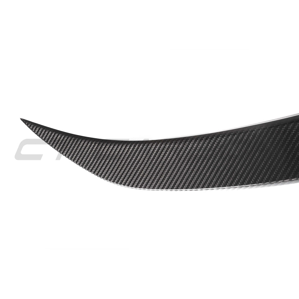 BMW F30 3 Series 2011-2019 full carbon fiber kit by CT Carbon, including a pre-preg carbon fiber spoiler, for sporty style.