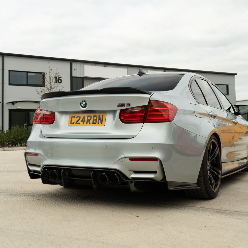BMW M3 and M4 F80, F82, F83 carbon fibre diffuser by CT Carbon, showcasing sleek, lightweight performance upgrade for sports cars.