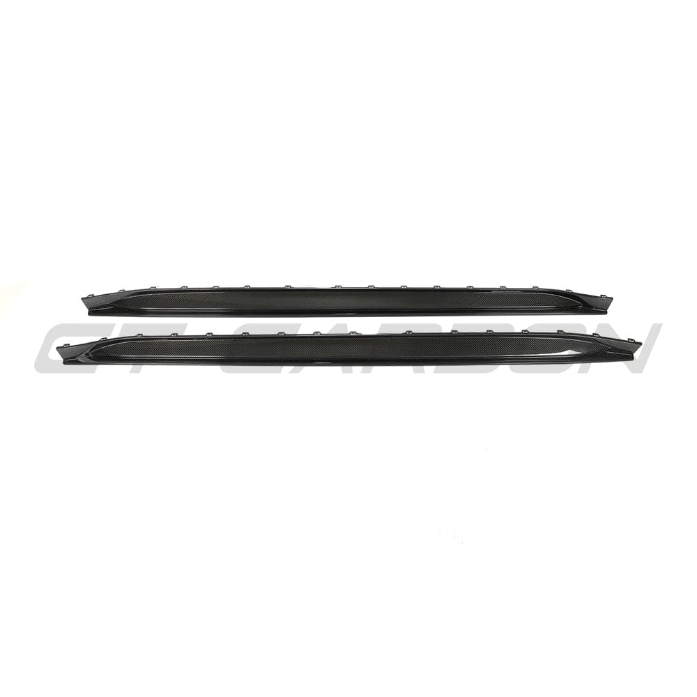 BMW M3 G80 G81 carbon fibre side skirt replacement by CT Design, showcasing sleek, lightweight, and high-performance exterior upgrade.
