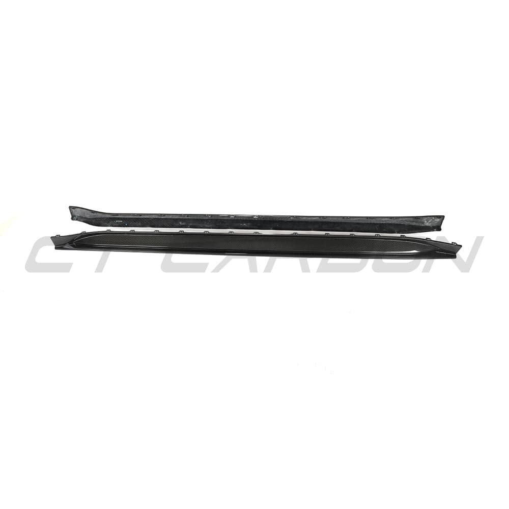 BMW M3 G80 G81 carbon fibre side skirt replacement by CT Design, showcasing sleek, lightweight, and aerodynamic side skirts.