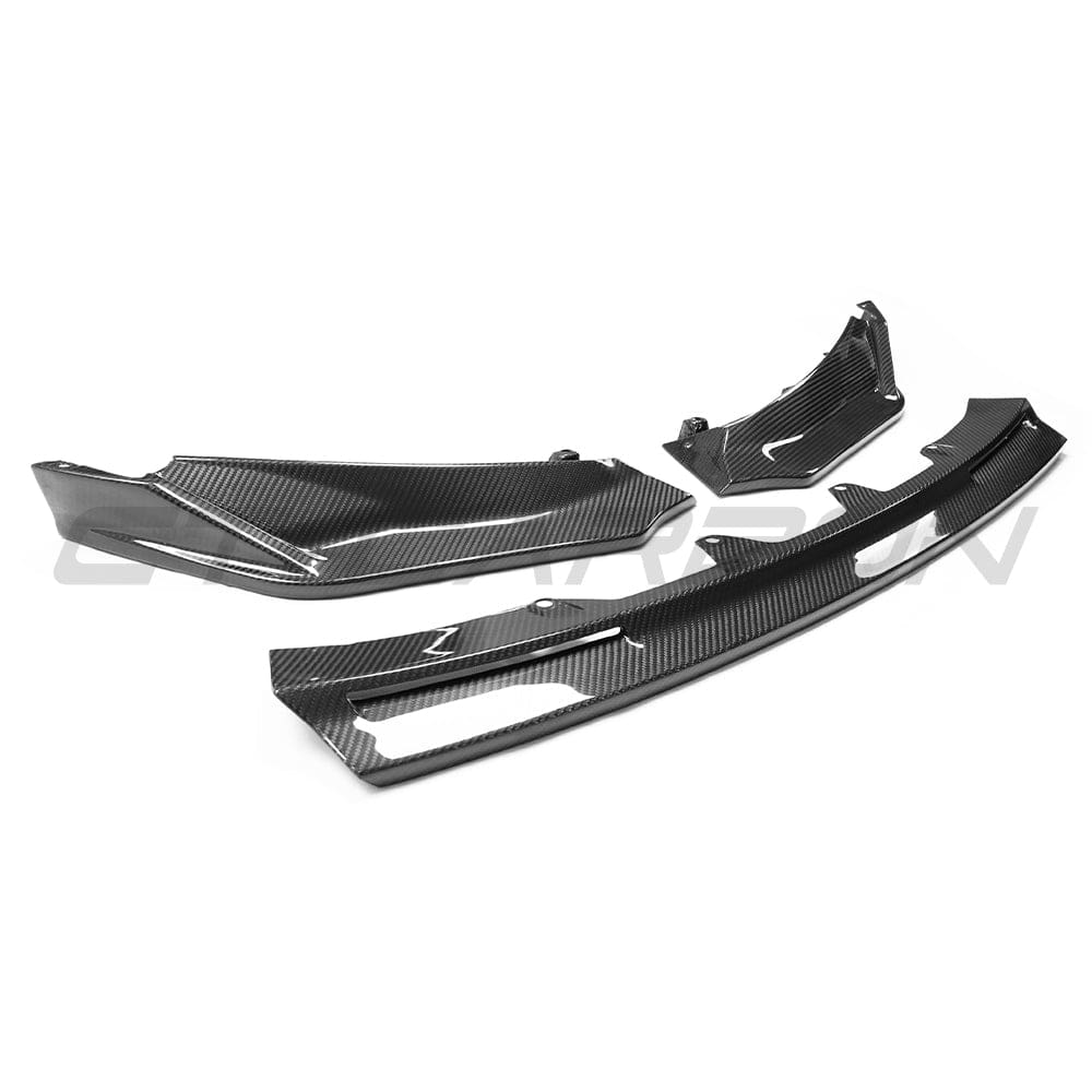 BMW G81 M3 Touring 2022+ CT Carbon full carbon fibre kit installed, showcasing sleek splitter and aerodynamic components.
