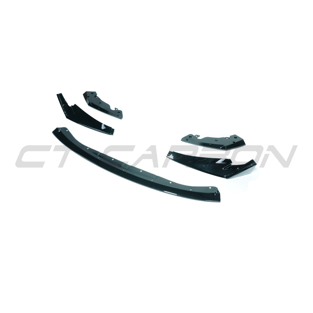 BMW M3 M4 G80 G81 G82 G83 GLOSS BLACK SPLITTER by CT Carbon, showcasing sleek, high-performance car splitter with a CSL style design.