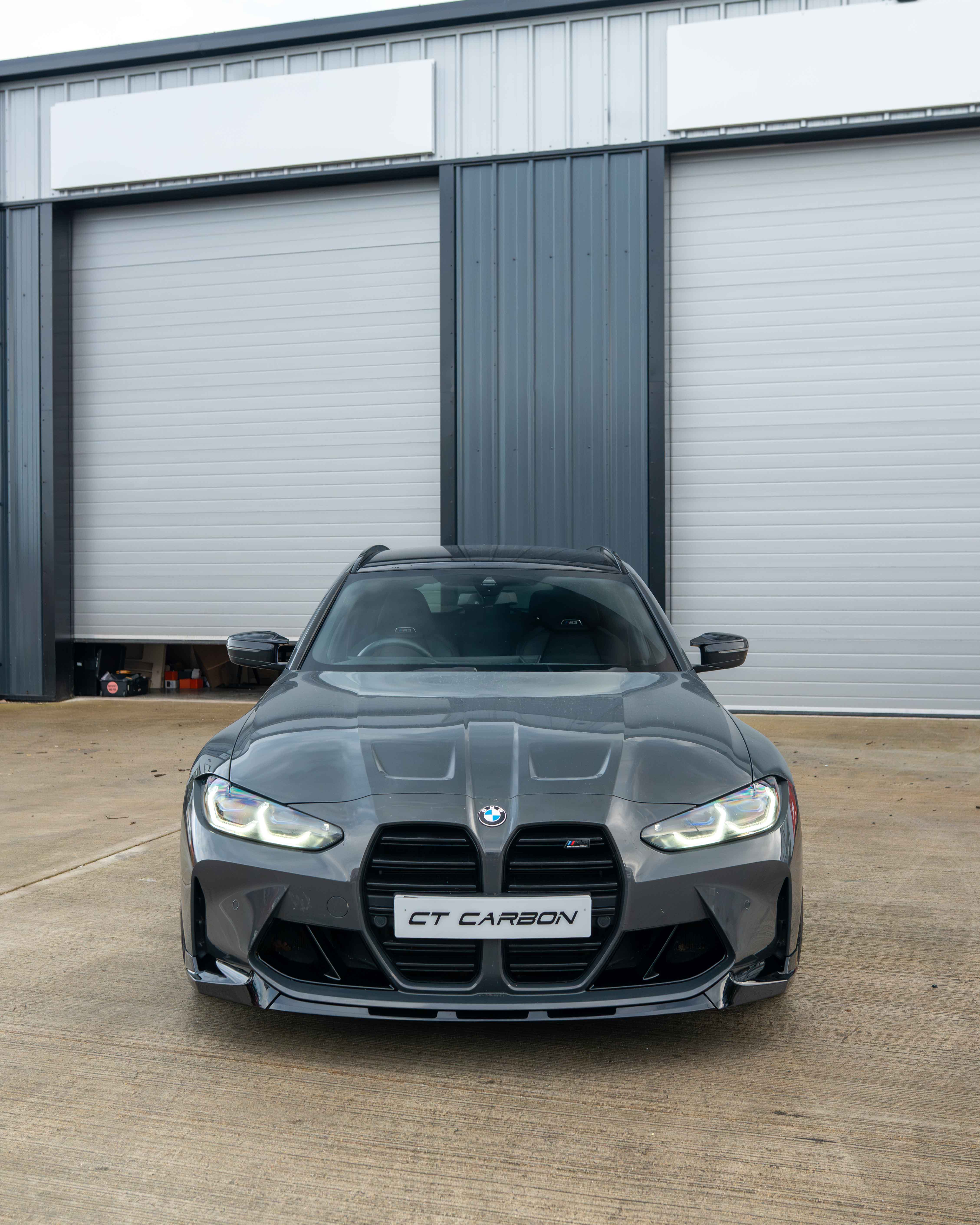 BMW M3 M4 G80 G81 G82 G83 CT Carbon gloss black splitter, V2 style, designed for enhanced aerodynamics and aggressive look.