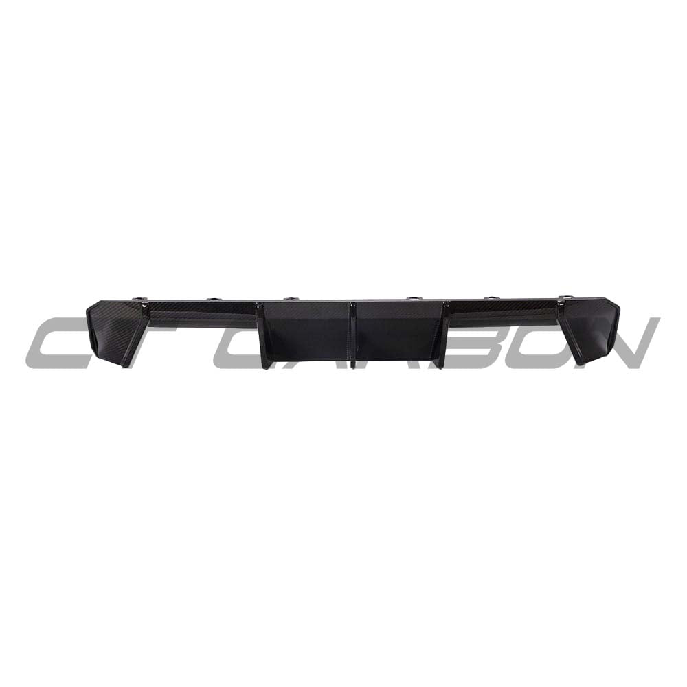 BMW M3 M4 G80 G82 G83 carbon fiber diffuser by CT Carbon, featuring sleek V2 design and MP style finish.