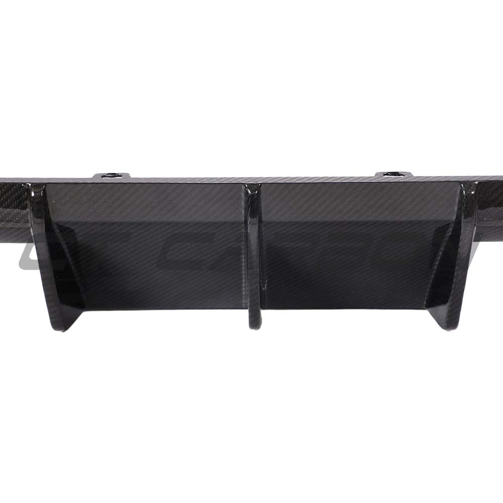 BMW M3 M4 G80 G82 G81 G83 carbon fibre diffuser by CT Carbon, showing the sleek V2 design with matte finish and aerodynamic details.