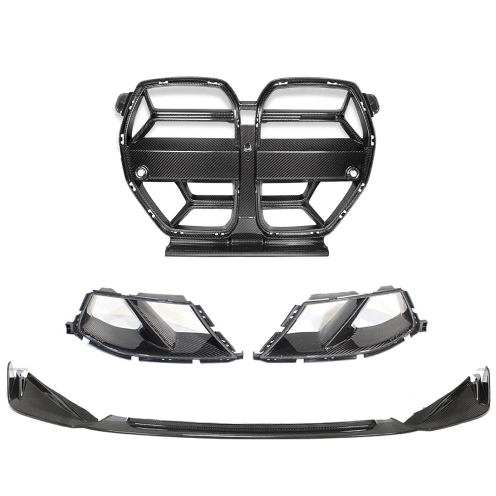BMW M3 M4 G80 G81 G82 G83 Carbon Fibre Front End Pack by CT Carbon, featuring lightweight, aerodynamic carbon fiber components.