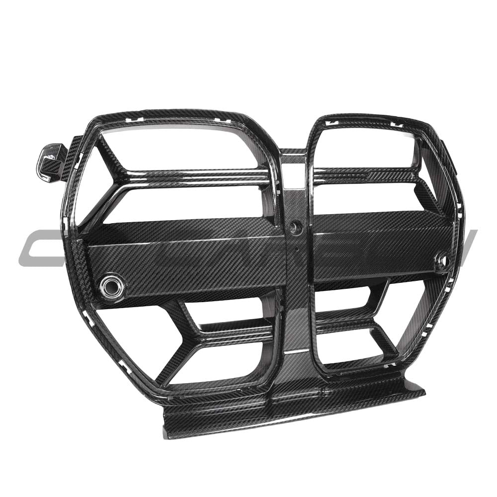 BMW M3 M4 G80 G82 G83 carbon fiber front end pack by CT Carbon, showcasing a sleek carbon fiber grille and aerodynamic design.
