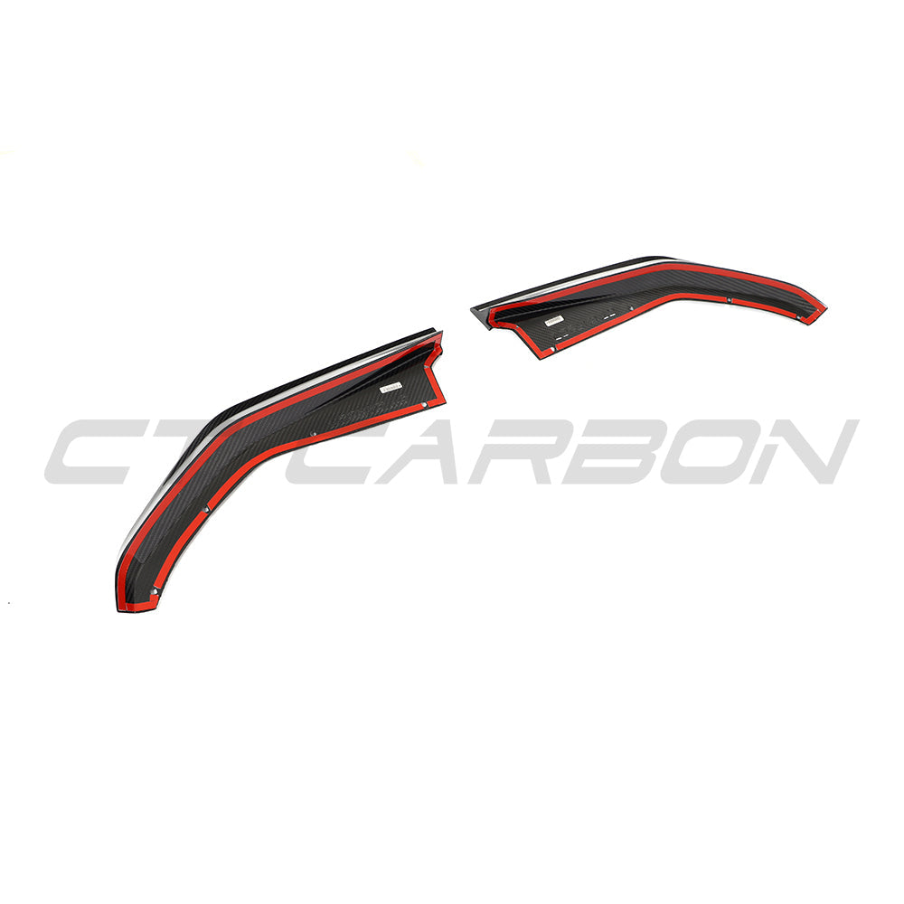 BMW M3 G80 G81 carbon fibre rear corner extensions by CT Design, showcasing sleek, lightweight accessories for enhanced rear aesthetics.