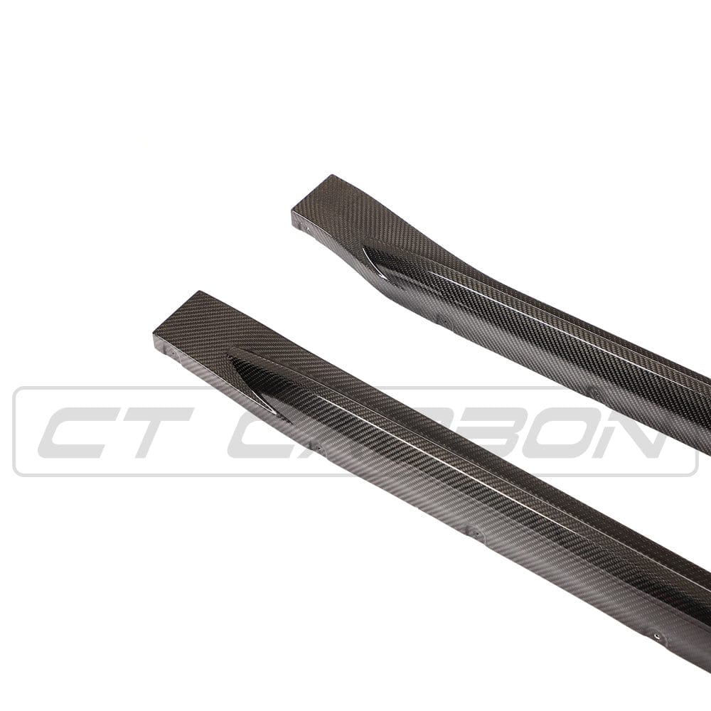 BMW M4 G82 G83 carbon fibre side skirt replacement by CT Design, showcasing sleek, lightweight automotive side skirt in carbon fiber.