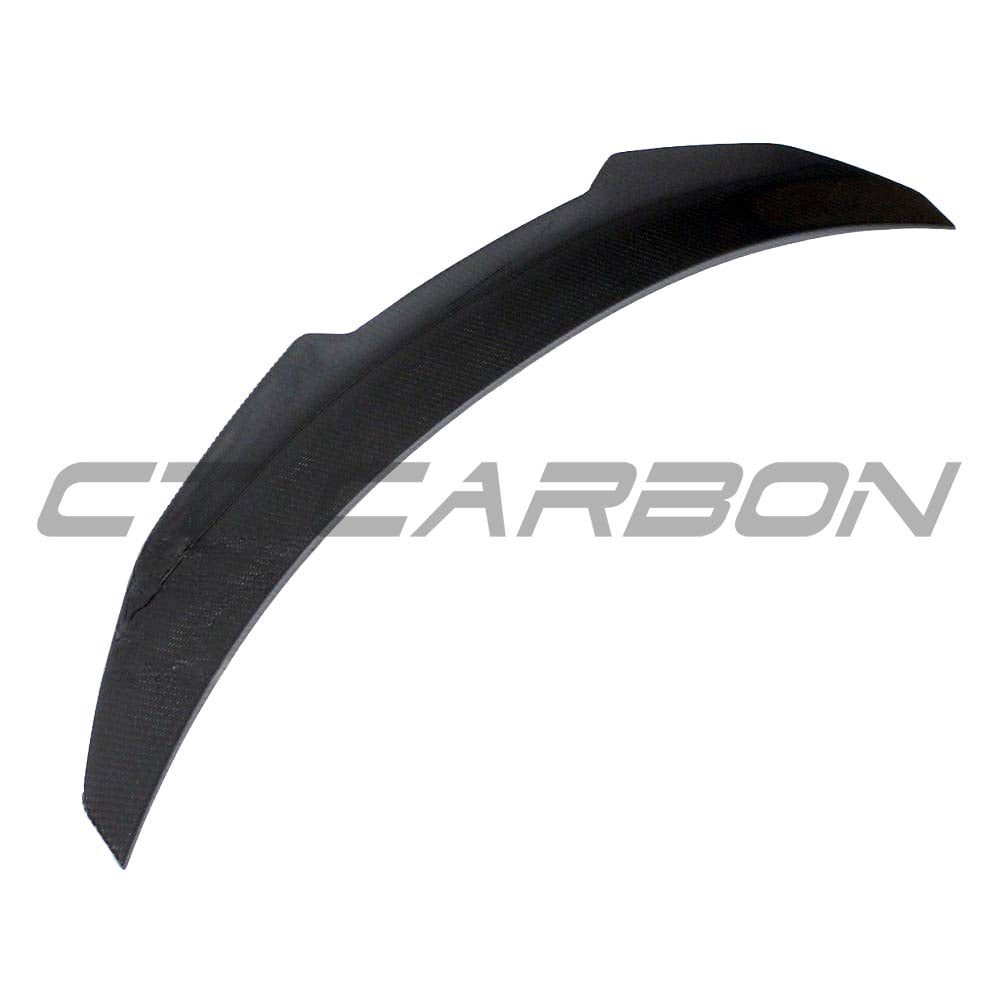 BMW M4 G82 G22 Carbon Fibre Spoiler by CT Carbon, V1 model, showcasing the sleek, aerodynamic design on the car's rear.