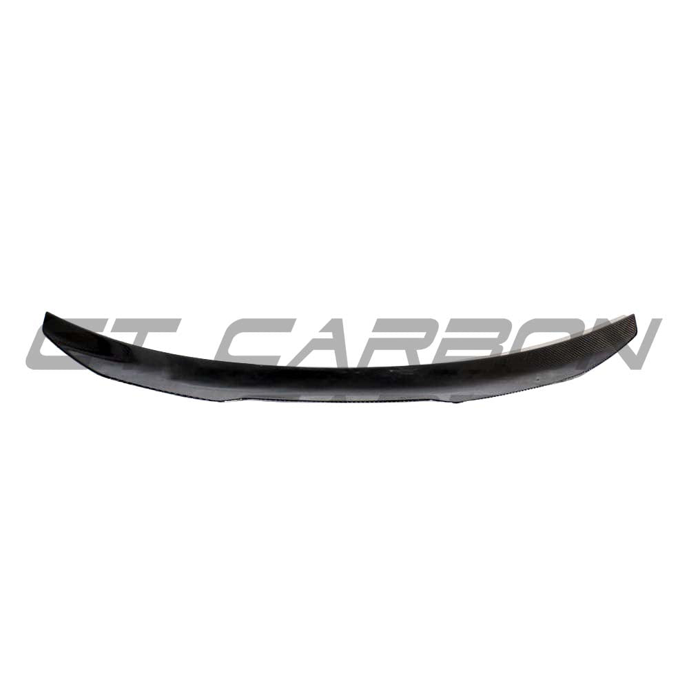 BMW M4 G82 G22 carbon fibre spoiler by CT Carbon, showcasing sleek, aerodynamic design on the car's rear edge.