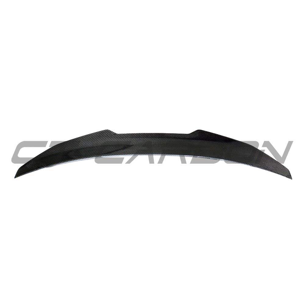 BMW M4 G82 G22 Carbon Fibre Spoiler by CT Carbon, sleek V1 style, showcasing the lightweight, aerodynamic design on the car.