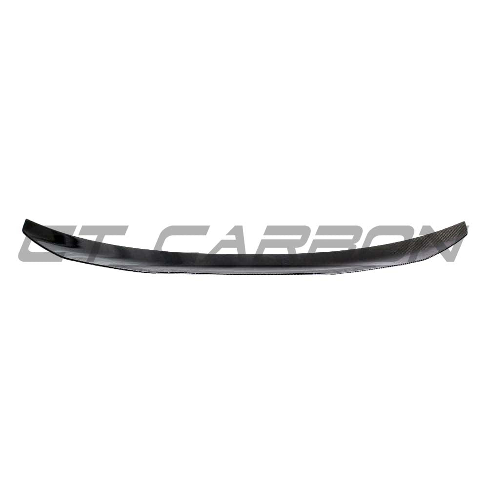 BMW M4 G82 G22 carbon fiber spoiler by CT Carbon, V1 style, shown on the car's rear with sleek, lightweight design.