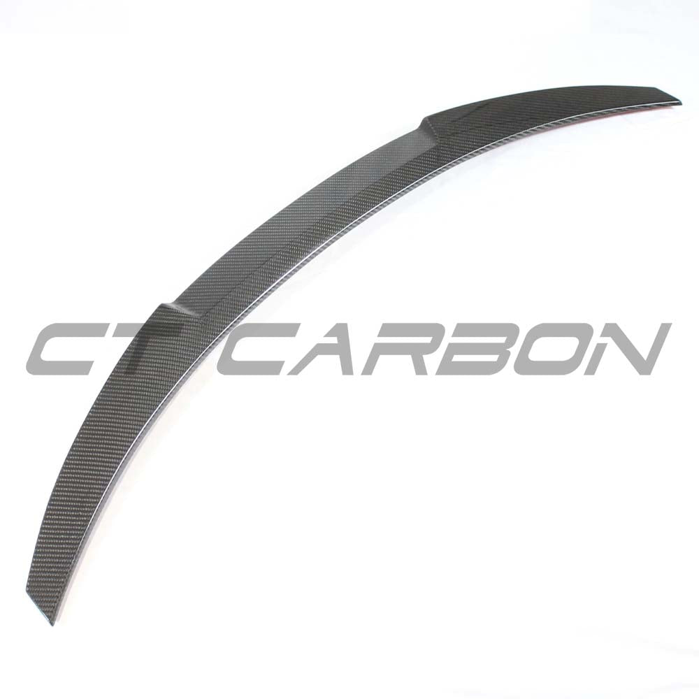 BMW M4 G82 G22 Carbon Fibre Spoiler by CT Carbon, V3 style, showcasing sleek carbon fibre design on the car's rear.