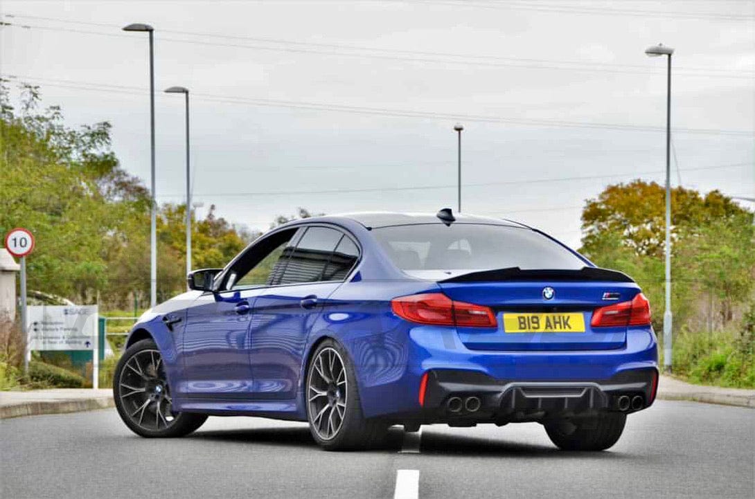 BMW M5 F90 carbon fibre diffuser by CT Carbon, V1, showcasing sleek, lightweight aerodynamic design for the sports sedan.