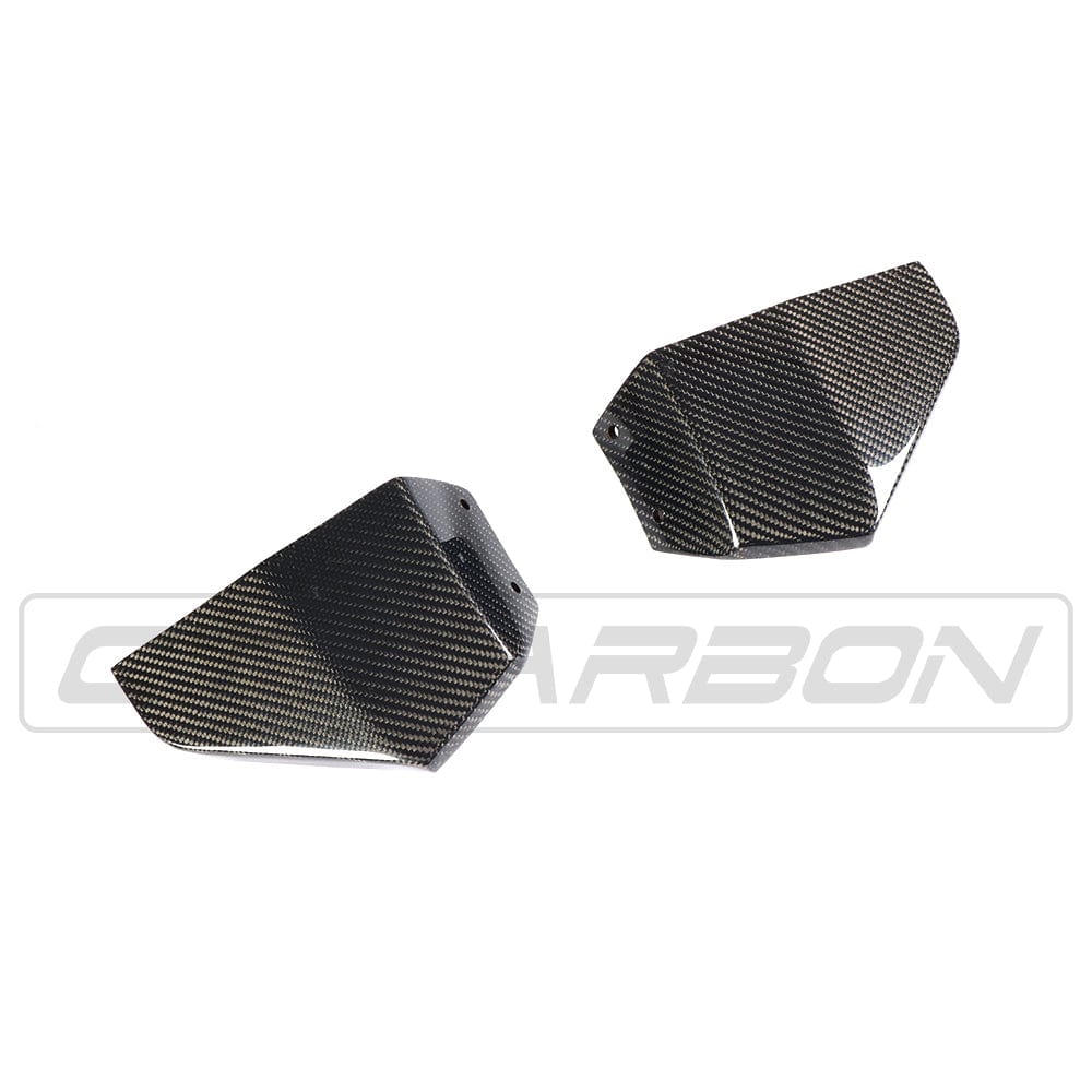 BMW X3 G01 2017-2021 CT Carbon carbon fiber corner splitters installed on front corners of the SUV.