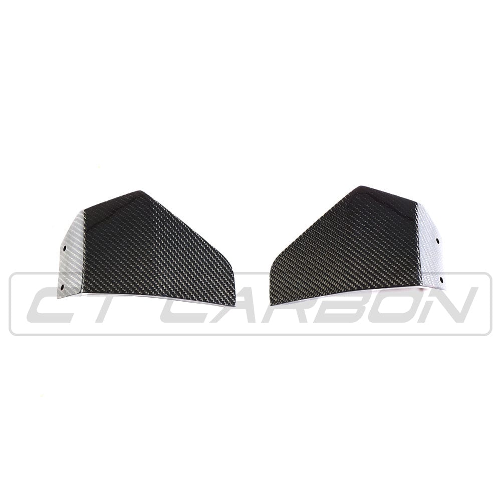 BMW X3 G01 2017-2021 CT Carbon carbon fibre corner splitters installed on front corners of the vehicle.