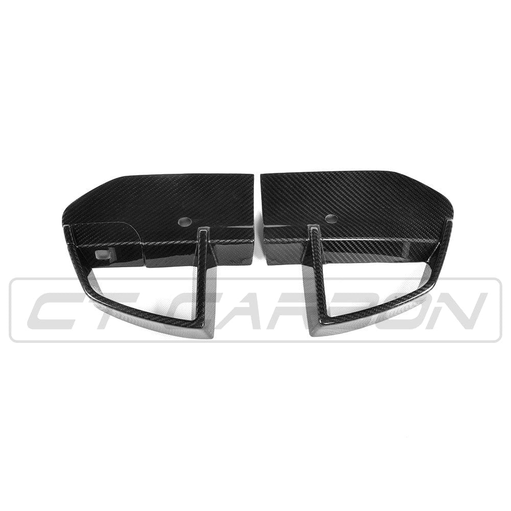 BMW X3 G01 carbon fiber front bumper vent trims by CT Carbon, showcasing sleek, lightweight automotive accessories.