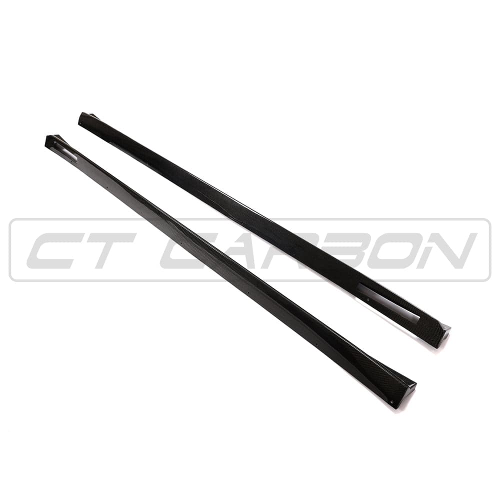 BMW X3M/X4M F97/F98 carbon fibre side skirts in 3D style by CT Carbon, showing the sleek, aerodynamic design on the vehicle's sides.