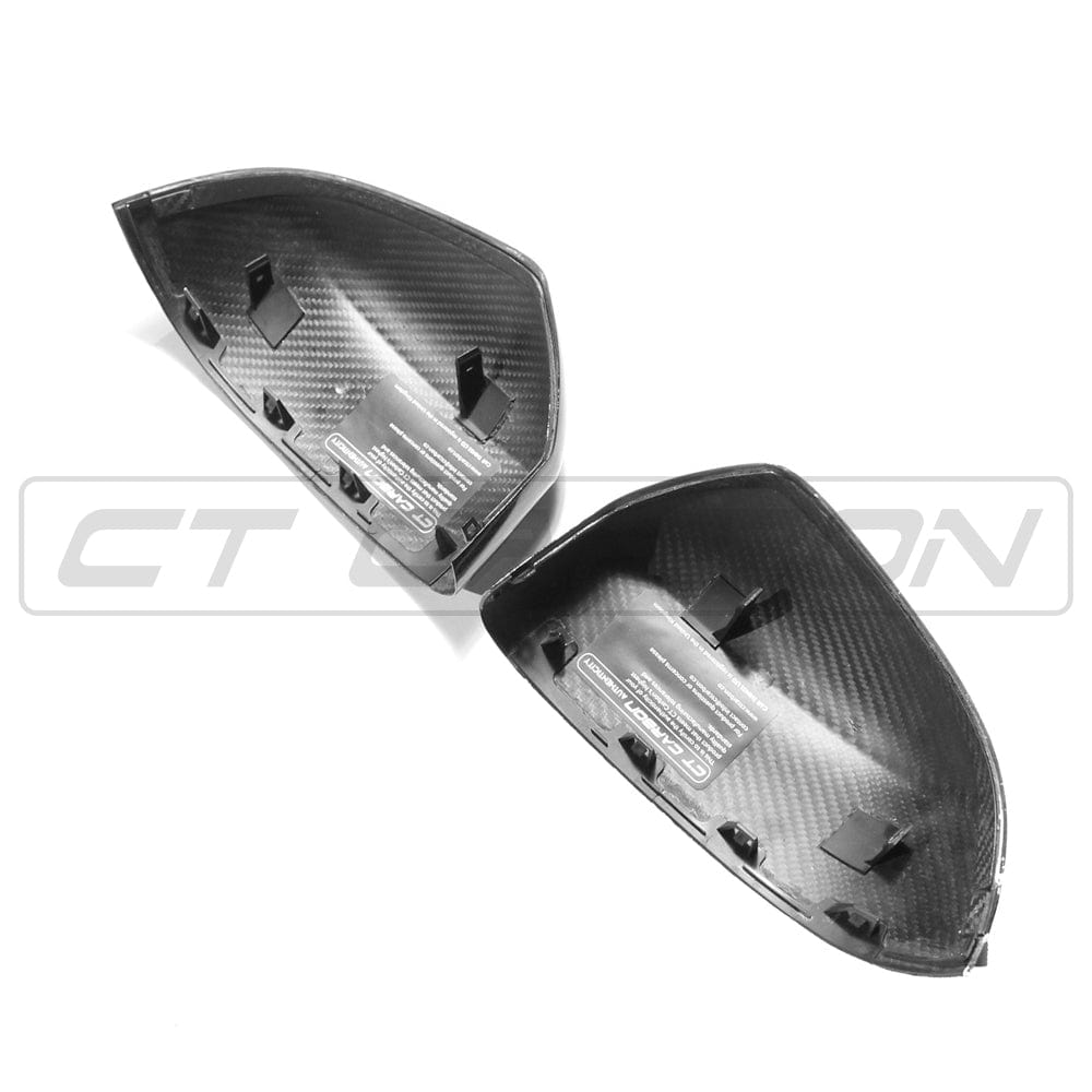BMW X3/X4/X5/X6 G01/G02/G05/G06 carbon fiber mirror accessories by CT Carbon, showing sleek OEM style mirror covers.