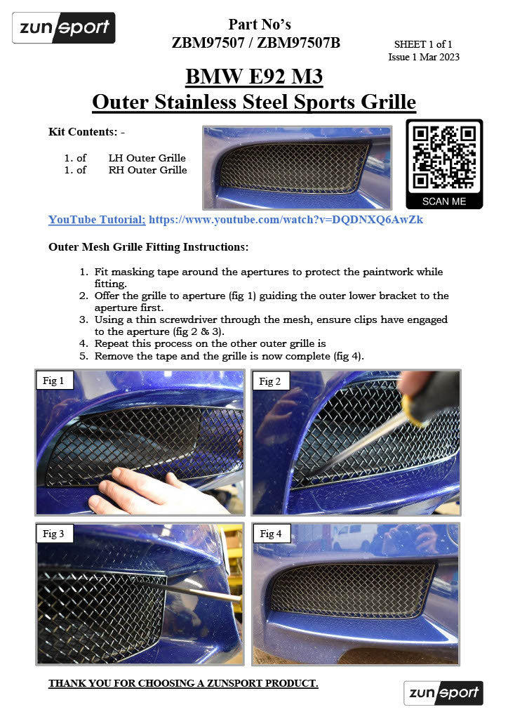 BMW E92 M3 - Front Grille Set